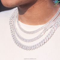 Vente en gros Bijoux Hip Hop 8mm 10mm 12mm Collier en diamant VVS Dropshipping Chaîne de Moissanite à maillons cubains en argent glacé