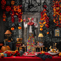 Figurine Lumineuse Sonore Joker Halloween, Grand Clown Fantôme Électrique à Induction Sonore, Ornement d'Ambiance Horreur