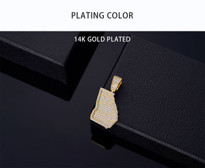 Kustom 925 perak murni liontin peta Hip Hop es zirkon emas mawar Platinum menyelesaikan <span class=keywords><strong>Georgia</strong></span> terukir jimat berlian - Product Image 4