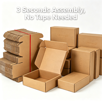 Caja de Envío Corrugada con Cierre Automático y Logotipo Personalizado, Sin Cinta Adhesiva, Fabricada con Materiales Reciclados Kraft Ecológicos y Resistentes
