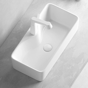 Évier de salle de bain en céramique de grande taille, de forme ovale, résistant aux éclaboussures, monobloc, plus profond, sans trous, ouverture pour robinet pour la maison - Product Image 4