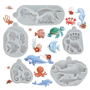 Decoraciones <span class=keywords><strong>de</strong></span> Silicona para Pasteles con Forma <span class=keywords><strong>de</strong></span> Caballito <span class=keywords><strong>de</strong></span> <span class=keywords><strong>Mar</strong></span>, Tortuga, Alga Marina y Sirena, Moldes para Chocolate y Fondant, Antiadherentes y Ecológicos - Product Image 2