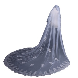 Wholesale Double Layer Soft Bridal Veil Sequins Lace <b>Wedding</b> Veil Long Bridal Veil With Comb Bridal Hair Hair <b>Accessories</b> - Product Image 4