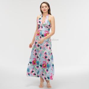 ชุดเดรสลำลองสำหรับผู้หญิง OEM แบบผูกคอ พิมพ์ลายดอกไม้ตามสั่ง สำหรับฤดูร้อน - Product Image 1