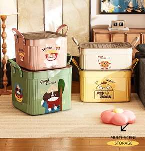 กล่องเก็บของพลาสติกลายการ์ตูนน่ารักพร้อมฝาปิดกล่องเก็บของเล่นสำหรับเด็กเล็ก - Product Image 2
