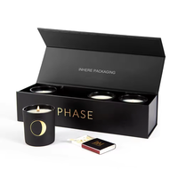 Cadeau magnétique de luxe personnalisé noir bougeoir de Noël boîtes d'emballage en papier pour bougies