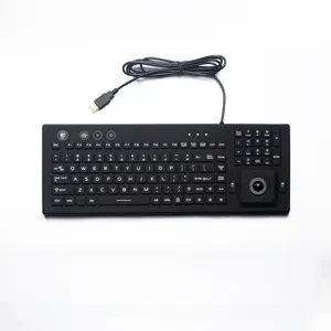 Clavier médical rétro-éclairé, étanche IP67, en Silicone, avec souris de Trackball intégrée