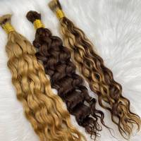 Cheveux humains en vrac vague profonde faisceaux de cheveux bouclés pour extensions de perruques #4/27 brun foncé fraise blond