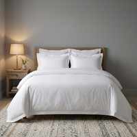 Draps de lit d'hôtel de luxe 5 étoiles en coton 100% de la marque Guangzhou JF, linge de lit blanc, ensembles de draps de lit pour hôtel Hilton