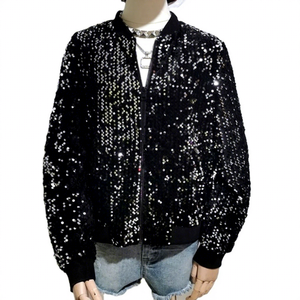 Chaqueta Bomber de Lentejuelas con Color Personalizado para Mujer, Chaqueta Acolchada Informal de Invierno con Forro de Seda, Relleno de Algodón, Lona Transpirable - Product Image 1