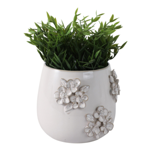 Vaso in Ceramica con Design Floreale Classico e Dettagli Floreali in Rilievo per Piante da Interno e Succulente - Product Image 2