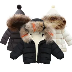 Wholesale Fashion Christmas Outerwear Winter Boys And Girls Fur Down Clothing 90% Children's Down Cotton Jackets Newborn Coat