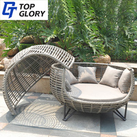 TG - Silla Plegable de Mimbre de Alta Calidad para Jardín, Piscina, Hotel, Ocio, Moderna, con Marco de Aluminio, Sofá Cama, Tumbona, Cama para Tomar el Sol