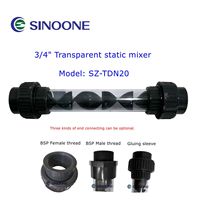 Mélangeur statique transparent en UPVC de 1/2 po à 8 po, mélangeur hélicoïdal visible pour pipeline, spécial pour l'industrie du traitement de l'eau ozonisée