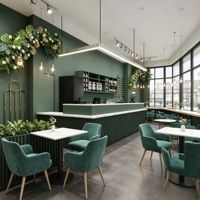 Comptoir de bar en bois sur mesure avec éclairage LED et étagères de rangement pour la décoration intérieure de café