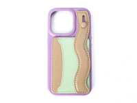 Élégante coque de téléphone portable en cuir violet-rose-bleu antichoc avec fente pour cartes pour iPhone 17 Pro/Pro Max/16/15 Pro