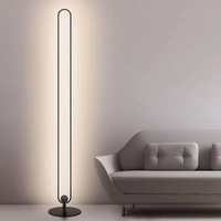 Lampe de sol d'angle en forme de U, LED, style nordique minimaliste, RGB, couleurs variées, en alliage d'aluminium, CRI élevé 80-90, télécommande, lumière à intensité variable