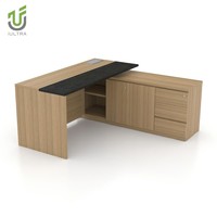 Bureau de direction ergonomique extra large IULTRA Premium moderne avec étagères de rangement et armoire - Mobilier de bureau modulaire écologique