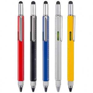 Stylos à bille multifonctionnels 6 en 1 avec logo personnalisé, couleur métallique, stylo d'ingénierie, échelle cm/pouces, fonction de niveau d'eau, USA Mairun Cool - Product Image 1