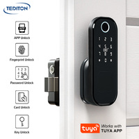 Serrure de porte électrique Tediton, serrure de porte intelligente antivol avec empreintes digitales, carte, Wifi Tuya, pour porte principale