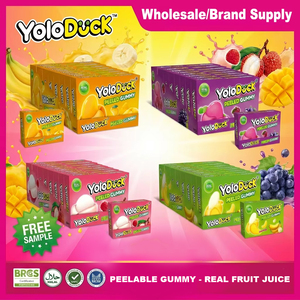 Caramelle Gommose Halal Pelabili Assortite con Succo di Frutta Reale, Morbide e Masticabili, Dolciumi Originali all'Ingrosso OEM <span class=keywords><strong>per</strong></span> Rivenditori YOLODUCK - Product Image 1