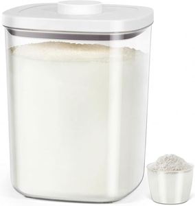 Airtight Rice <b>Container</b> 25 Lbs <b>Clear</b> <b>Plastic</b> Food Storage <b>Container</b> Bin for Flour Sugar, Dry Food Holder with Easy Locking Lid - Product Image 1