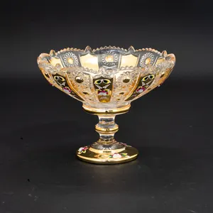 GOLDEN PAINTING GLASS FRUIT BOWL MIDDLE SIZE BOWL