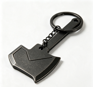 Porte-clés en métal noir en forme d'axe, en alliage de zinc, souvenir vintage, cadeau promotionnel - Product Image 1