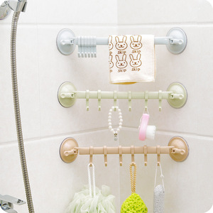 <b>Wall</b> <b>Mounted</b> Suction Cup Hooks With 6 Hangers Removable Adhesive Rack For Kitchen Bathroom Storage - Product Image 2