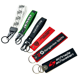 Rotatable Silver Carabiner Premium Custom Logo Woven Embroidered Short Keychain Jacquard Lanyard Lanyards