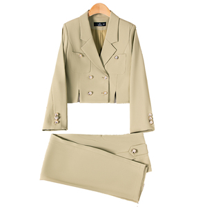 2411 ensemble de bureau élégant pour femmes tailleur-<span class=keywords><strong>pantalon</strong></span> à double boutonnage avec décoration de bouton pour les fêtes d'affaires événements formels - Product Image 2