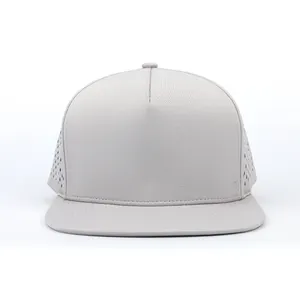 OEM Trung Quốc Nhà Sản Xuất Thiết Kế Mới Nhất Thời Trang 5 Bảng Điều Khiển Unisex Đơn Giản Màu Xám Không Cấu Trúc Bông Laser Nhàm Chán Lỗ Snapback Hat Cap