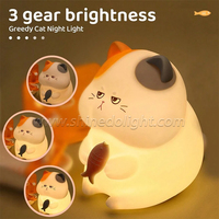 Veilleuse LED en silicone pour chat dessin animé, lampe de nuit mignonne pour enfants et bébés, veilleuse Pat Touch colorée pour chambre à coucher