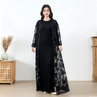 Nouvelle Abaya de luxe faite à la main à Dubaï, dentelle texturée, fleurs, perles, cardigan, robe modeste pour femmes musulmanes