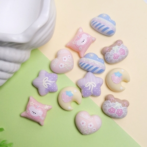100 pièces de cabochons en résine à dos plat, motifs étoile, cœur, <span class=keywords><strong>lune</strong></span>, nuages, style Kawaii, pour scrapbooking, artisanat, bricolage et accessoires de coiffure - Product Image 1