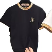 T-shirt d'été tendance pour homme à manches courtes, imprimé color block, sensation de luxe, mode décontractée, streetwear élégant et polyvalent pour hommes