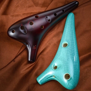 Ocarina de Cerámica Clásica con Forma de Tiburón, Acabado Ahumado y Agrietado, 12 Orificios, en Do Alto, Portátil, para Principiantes - Product Image 2