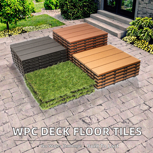 Baldosas de terraza cuadradas entrelazadas europeas con acabado cepillado WPC, baldosas de exterior impermeables con textura de madera, terraza compuesta - Product Image 2