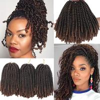 Extensions de cheveux synthétiques en spirale de 8 pouces, noir ombré BUG, pour tresses au crochet, vente en gros