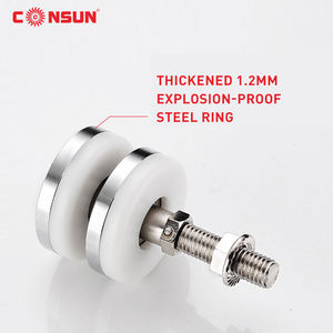 รางเลื่อนประตูแบบแขวน รุ่น Consun 100KG รับน้ำหนักได้มาก ผลิตจากสแตนเลส ล้อคู่ รางบน แบบแขวน สีเงิน - Product Image 5