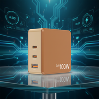100W GaN 2 Typ-C 1A Multi-Port Schnellladegerät mit QC3.0 & PD OTP-Schutz Feuerfest für Laptops & Mobiltelefone