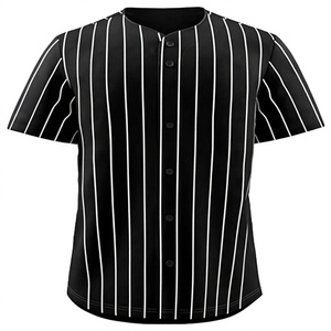 Maillot de baseball pour homme à rayures fines, chemise de sport respirante en polyester, uniforme d'équipe personnalisé imprimé avec boutons sur le devant - Product Image 1