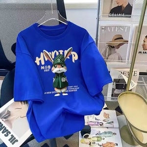 T-<span class=keywords><strong>shirt</strong></span> décontracté surdimensionné pour <span class=keywords><strong>femme</strong></span>, idéal pour l'été, à manches courtes, avec logo, <span class=keywords><strong>100</strong></span> % <span class=keywords><strong>coton</strong></span>, coupe ample et motif imprimé - Product Image 1