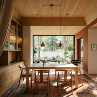 Plan d'étage et rendu 3D personnalisés de villa moderne en terre cuite et bois, avec services de consultation approfondie