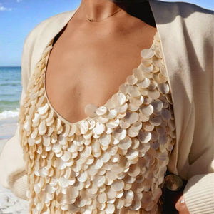 EHRI OEM Débardeur Vintage Femme à Paillettes et Dentelle Col Rond Sans Manches 2026 Automne Sexy Amincissant Élastique Respirant Écologique - Product Image 2