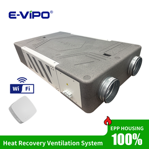 Système de ventilation à récupération de chaleur VMC <span class=keywords><strong>double</strong></span> flux E-VIPO monté au plafond avec boîtier EPP 300M3 400M3 HRV ERV pour la maison, automatisation CO2 RH - Product Image 5