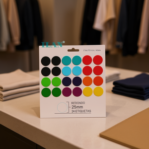 Etiquetas Adhesivas Redondas Ilan de 25 mm, 24 Etiquetas por Hoja, 5 Hojas, Pegatinas Coloridas para Etiquetar Prendas - Product Image 3
