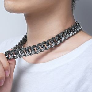 เพชรดำเม็ดใหญ่ฮิปฮอป20มม.,สร้อยคอโซ่เพชรเต็มวงสไตล์คิวบา - Product Image 1