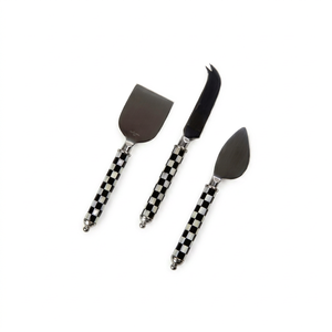 <b>Cheese</b> <b>Knife</b> <b>Set</b> Stainless Steel Blades With Checkered Handles Durable <b>Cheese</b> Tools For Serving Use Dining Use And Cutting Use - Product Image 1