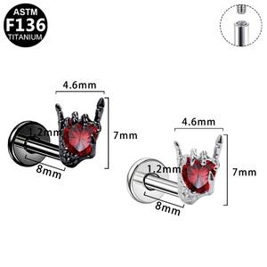 Pendiente de Titanio con Zirconia para Labret de Getta Body Jewelry, con Parte Trasera Plana, Ideal para Bodas, Fiestas o Regalos - Product Image 2